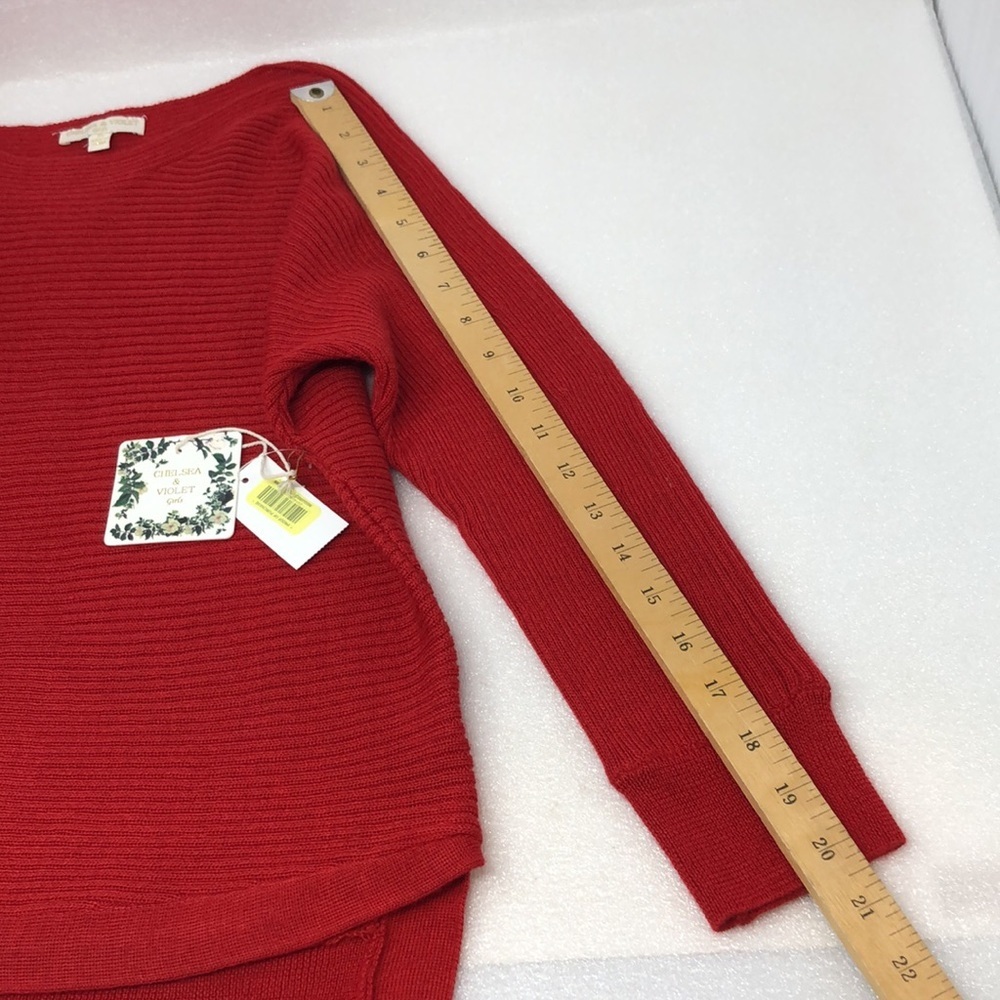 NEW Chelsea & Violet Girls Sweater Red Wool Blend Boatneck Ribbed Knit Medium - Picture 9 of 11